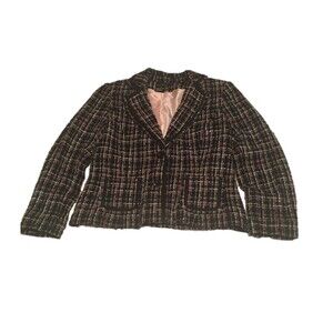 🎯3 for $30🎯 blazer 6 black pink woven tweed Career Preppy Retro Whimsygoth